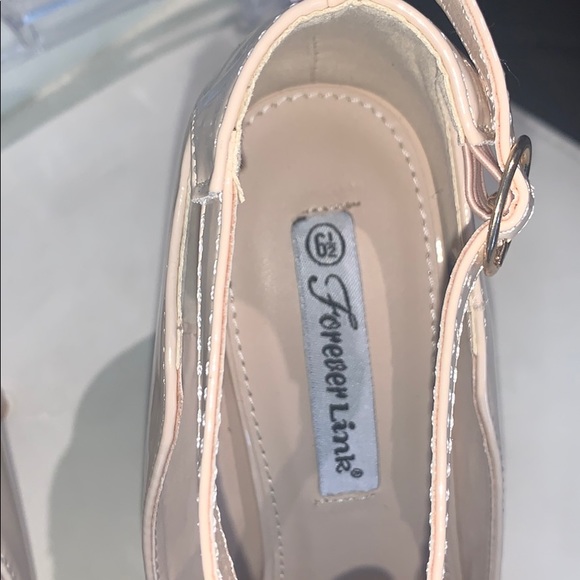 Pointy Nude Patent Ankle Strap Heels - Picture 4 of 9